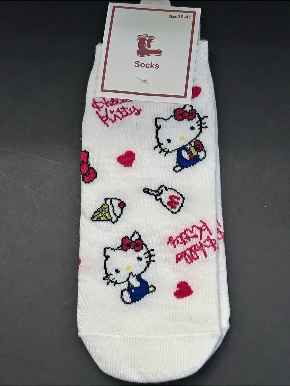 Sanrio Hello Kitty Set of (5) Five Pairs White, Red, Pink & Blue Character Socks